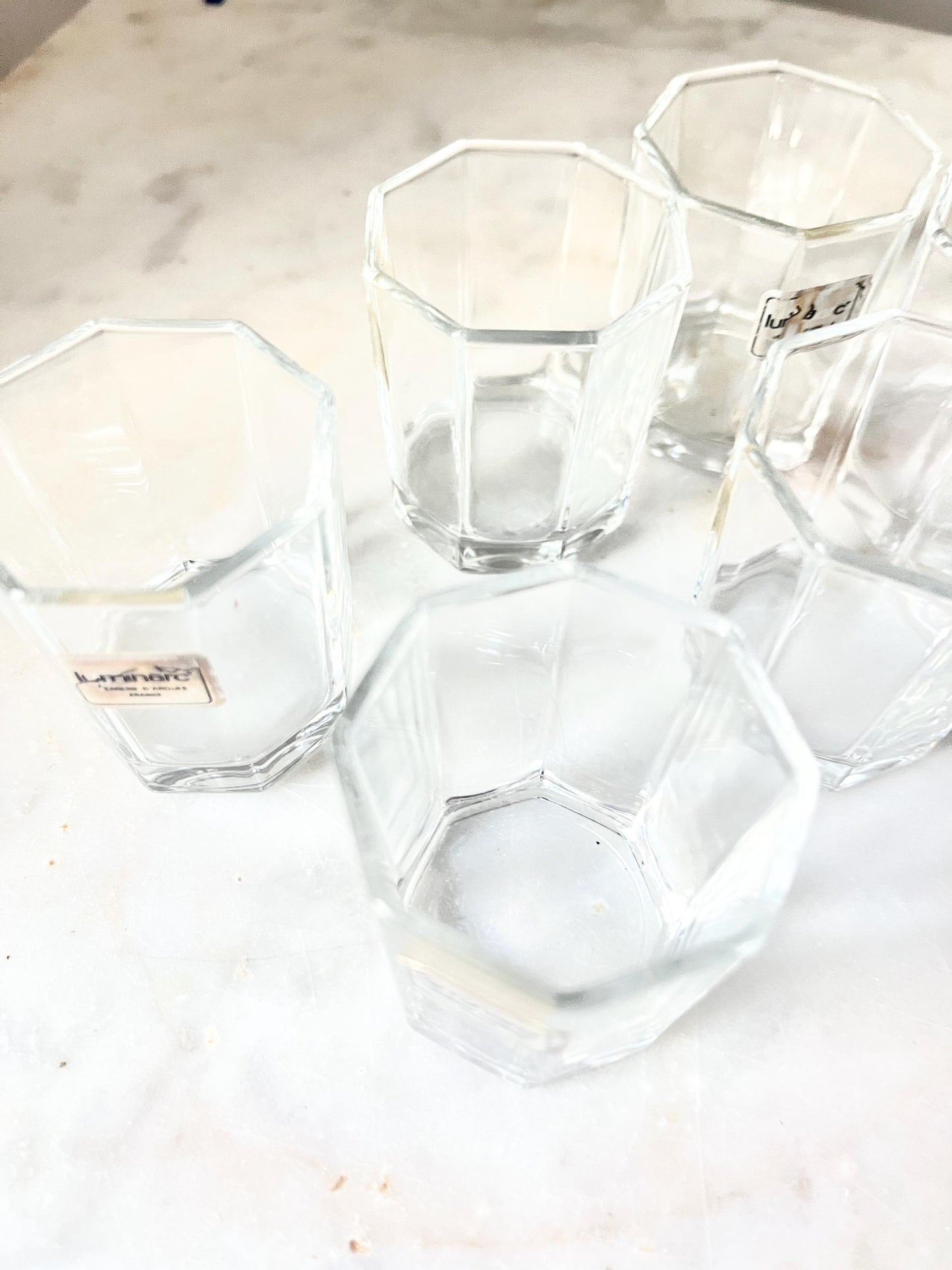 Set of 6 Hexagonal Shot Glasses by Luminarc, France, 1980s