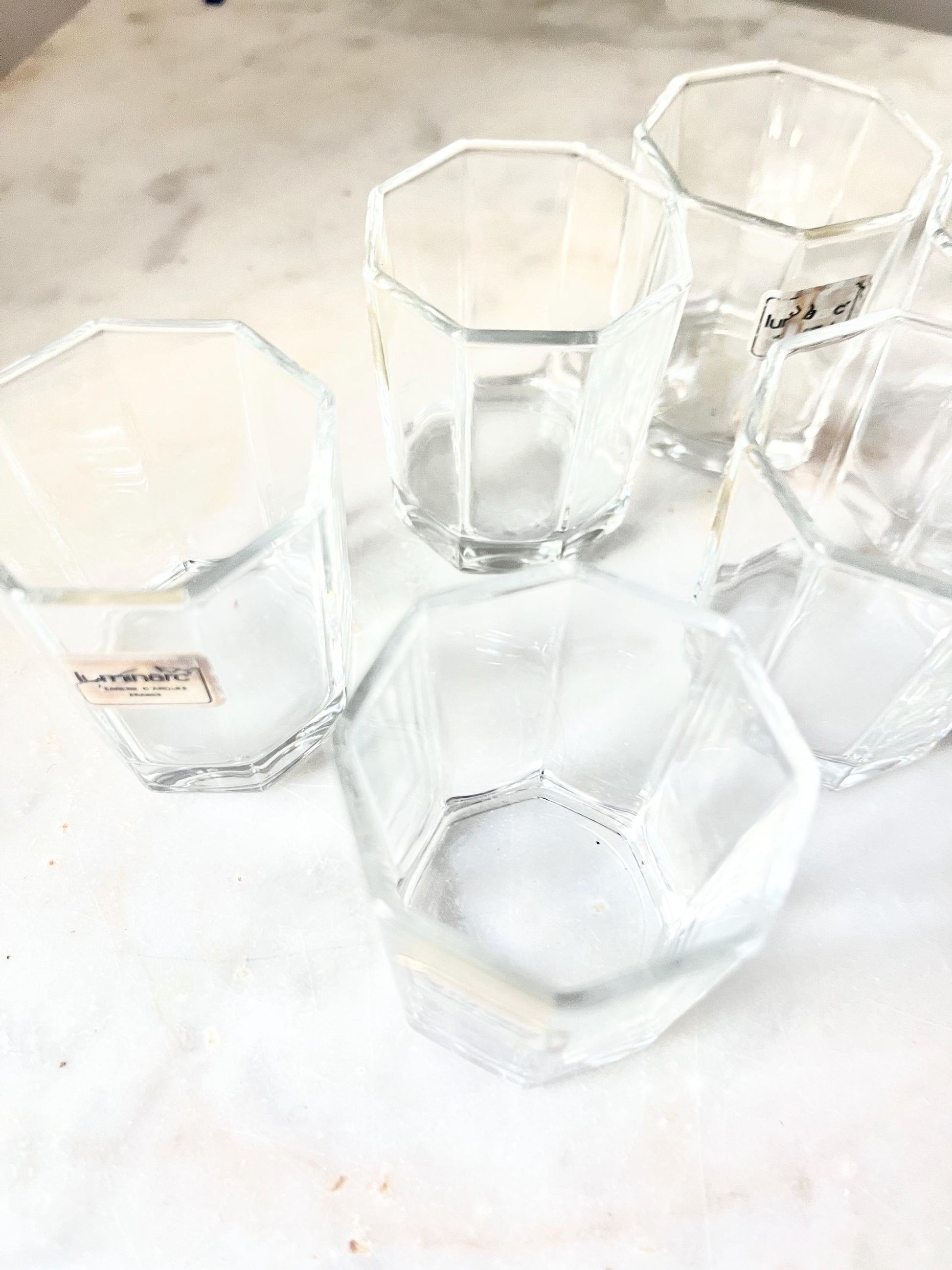 Set of 6 Hexagonal Shot Glasses by Luminarc, France, 1980s