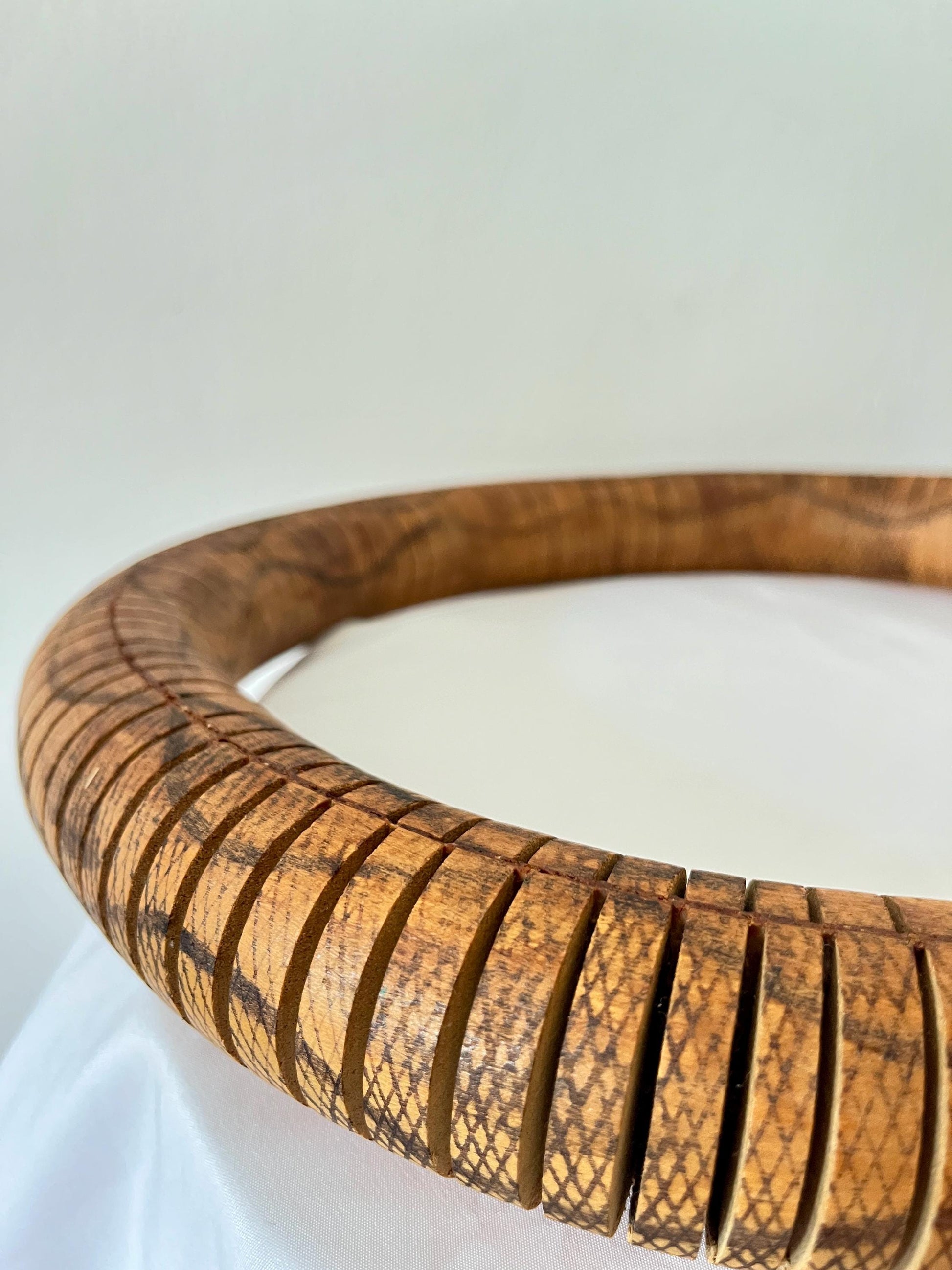 Articulated Hand-Carved Wooden Snake Sculpture, Folk Art, 1980s