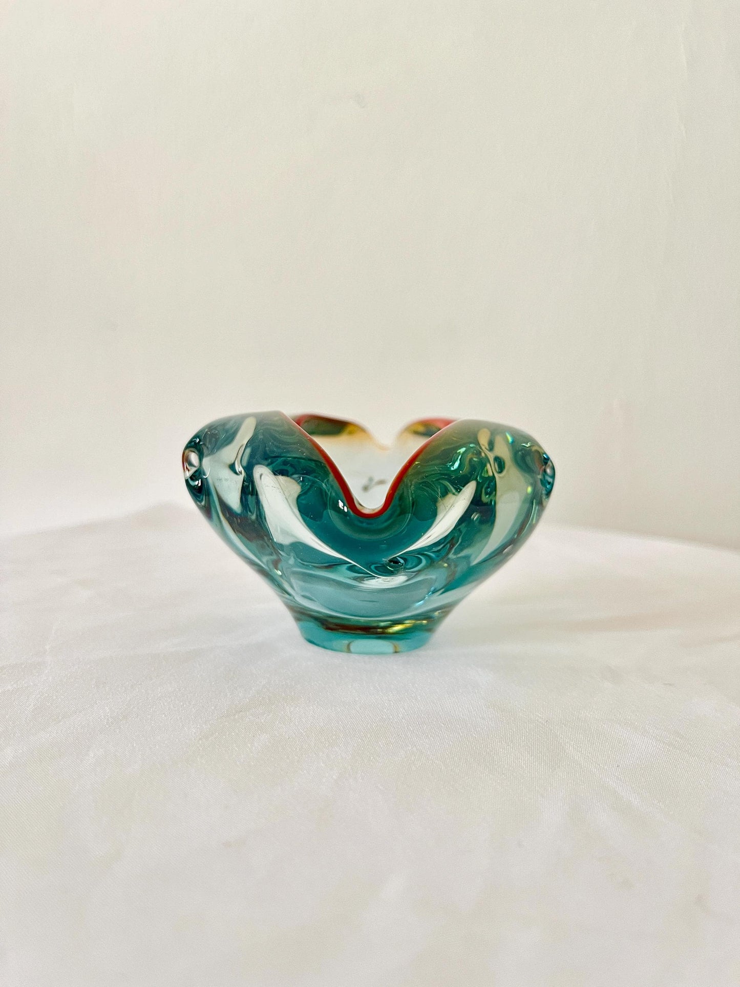 Sommerso Art Glass Bowl, Mouth-Shaped, 1970s