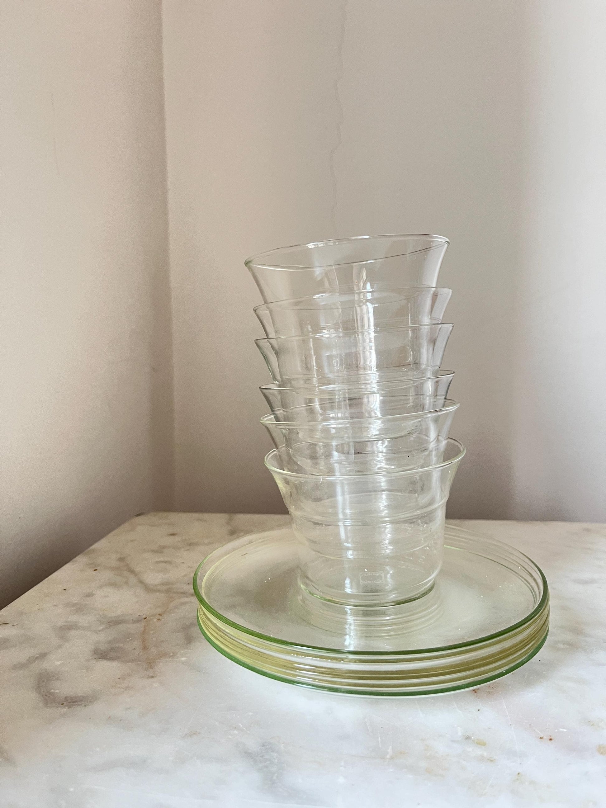 Set of 6 Jena Borosilicate Glass Tea Cups, Schott, GDR, 1960s