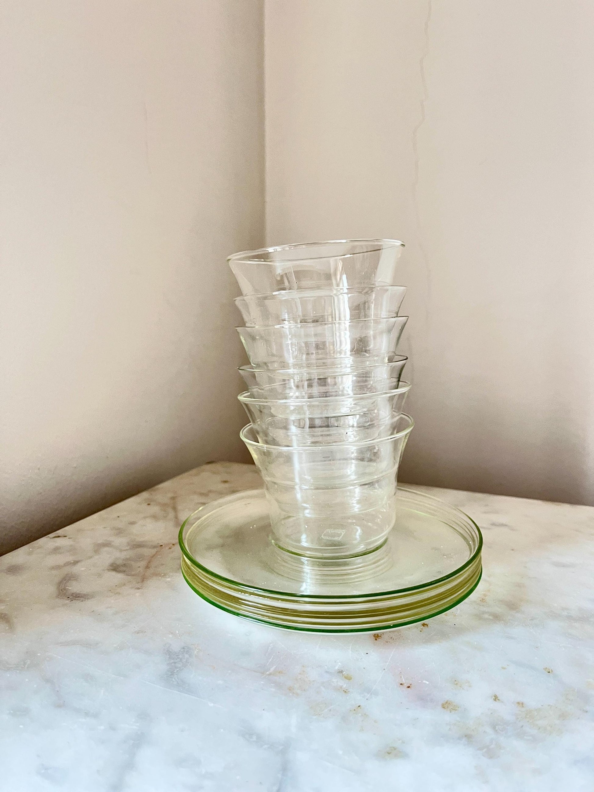 Set of 6 Jena Borosilicate Glass Tea Cups, Schott, GDR, 1960s