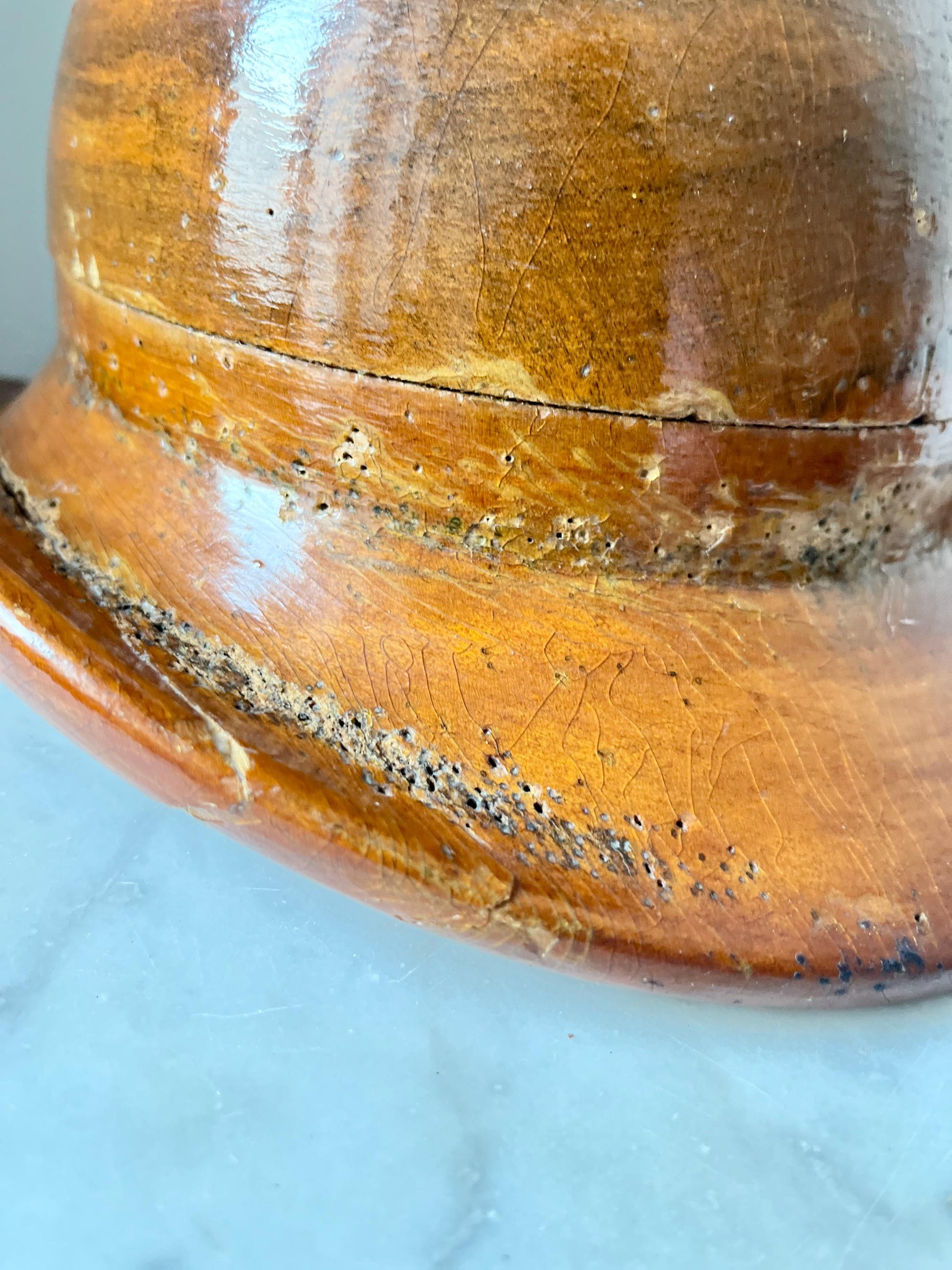 Wooden Bowler Hat Block Mould, Millinery Tool, Early 20th Century
