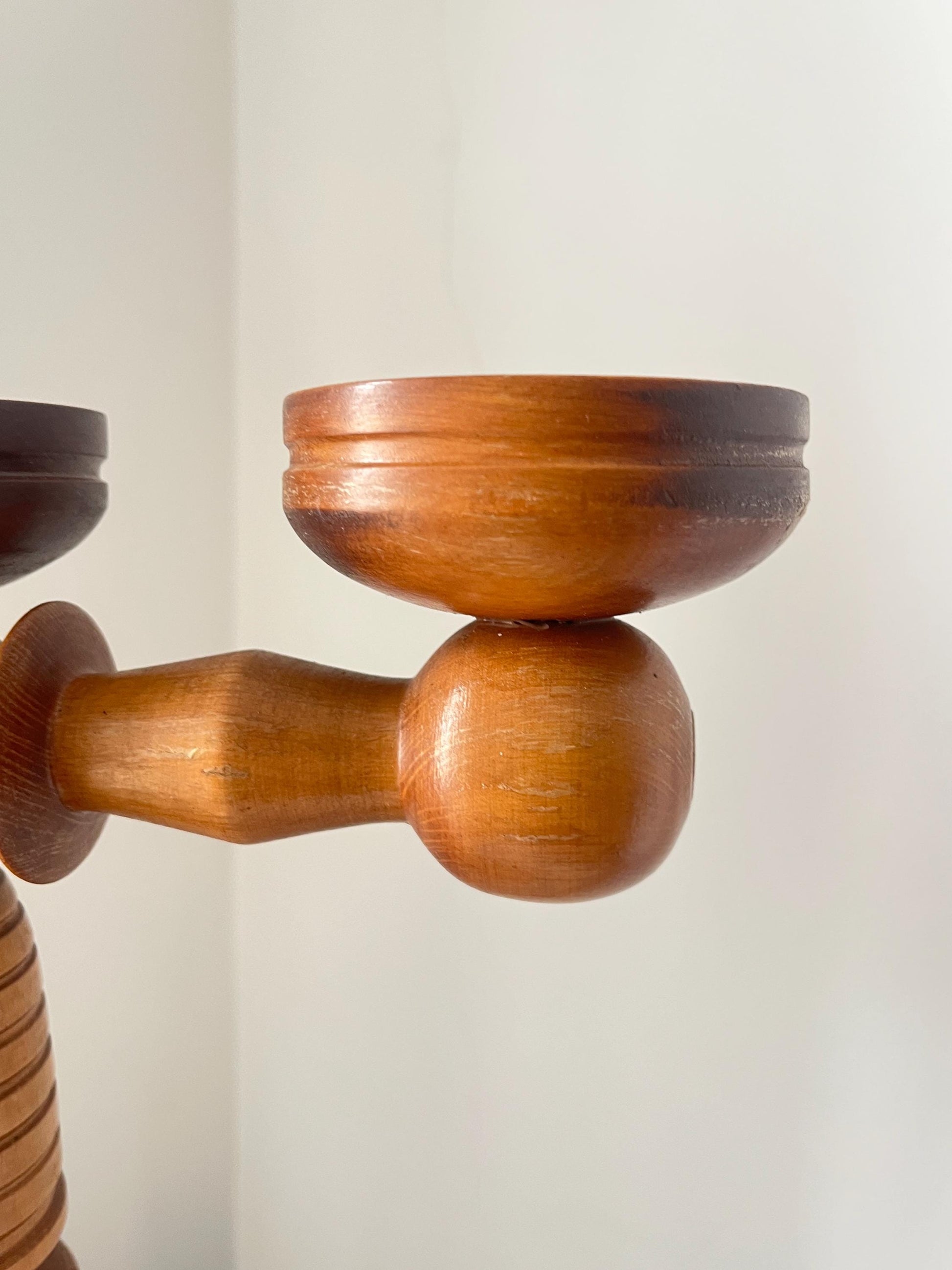 Scandinavian Three-Arm Wooden Candle Holder, Sweden, 1960s