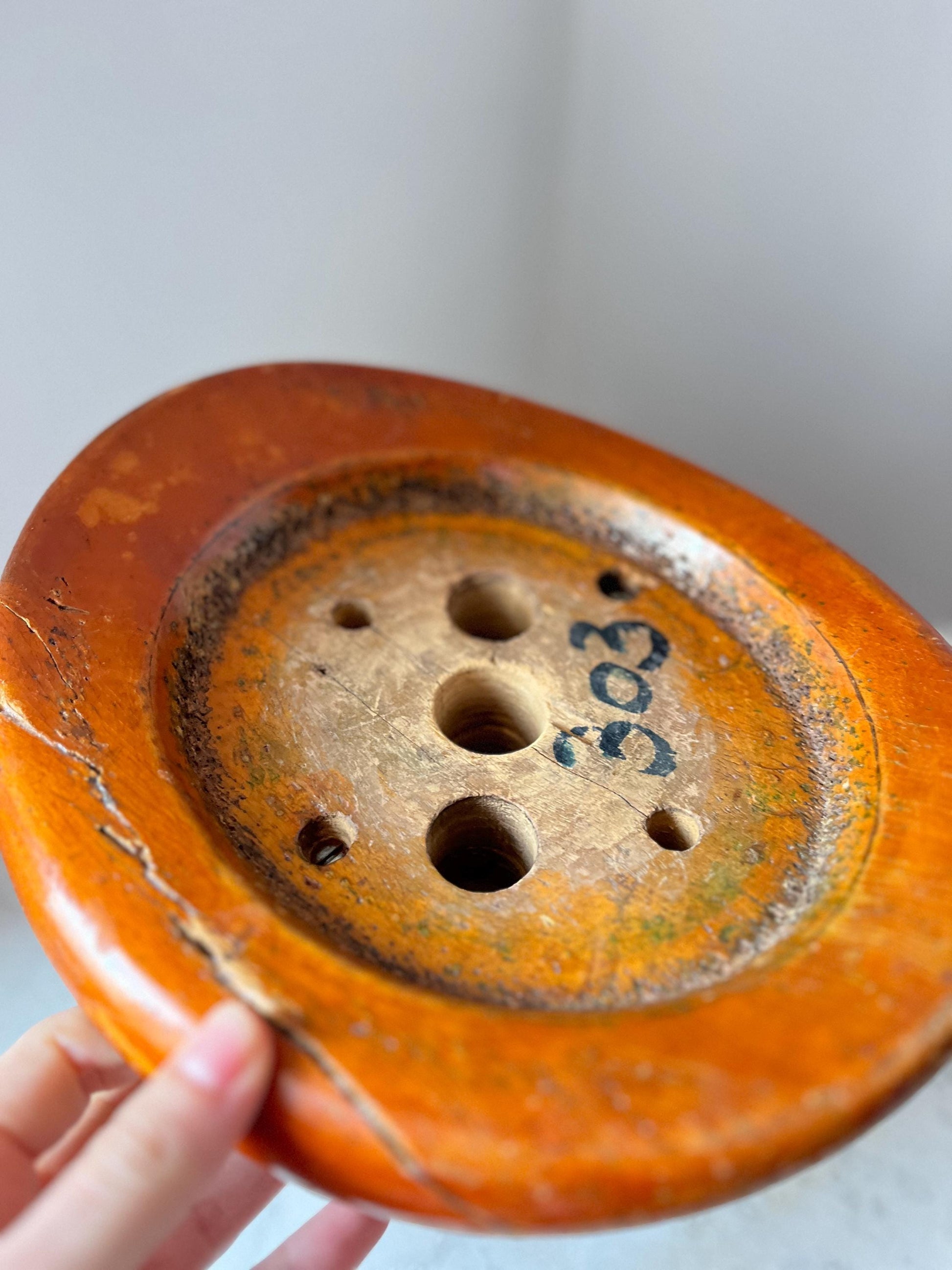 Wooden Bowler Hat Block Mould, Millinery Tool, Early 20th Century