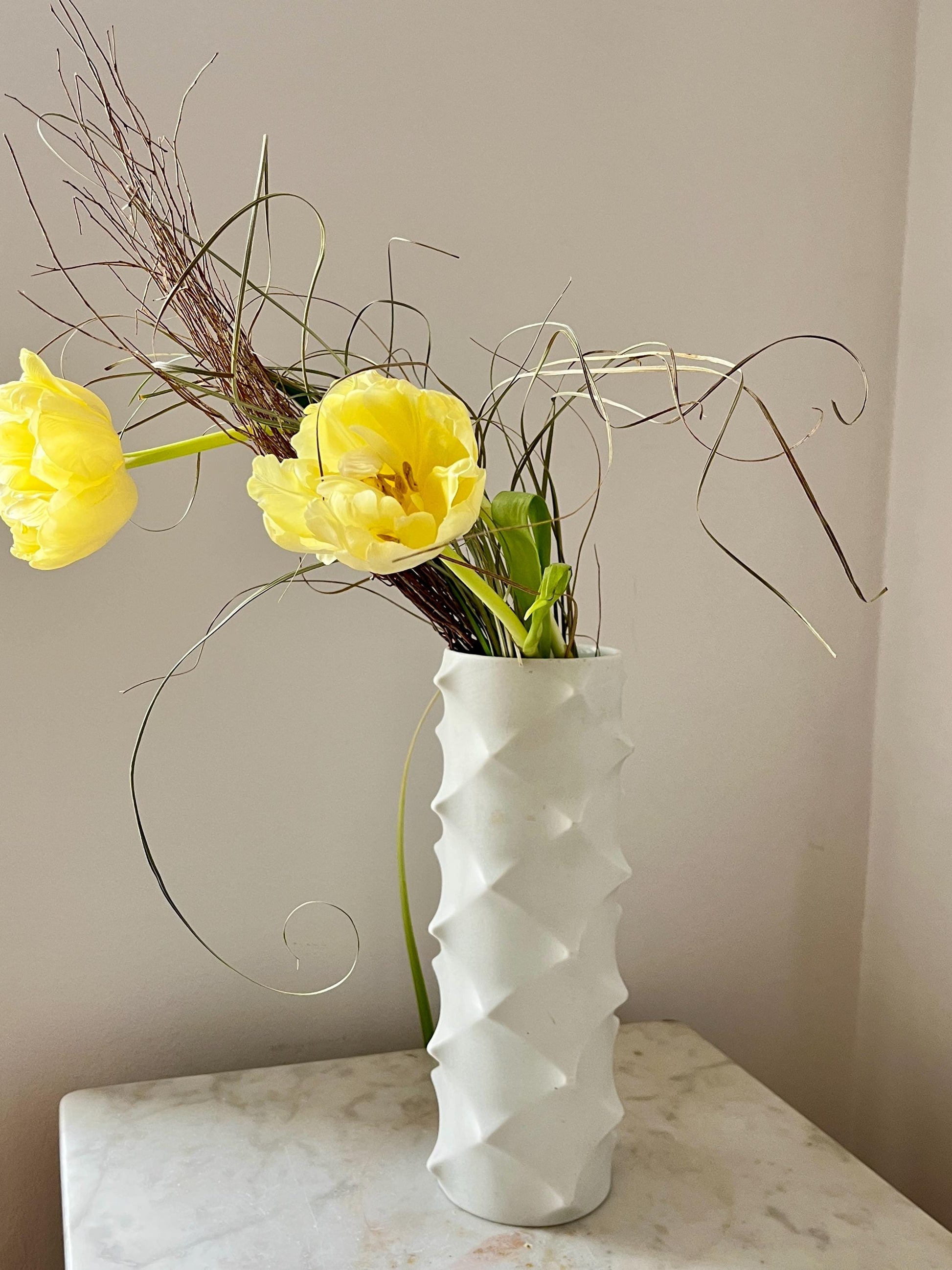 Scherzer 'Spike 501' Op Art Bisque Porcelain Vase, Germany, 1970s