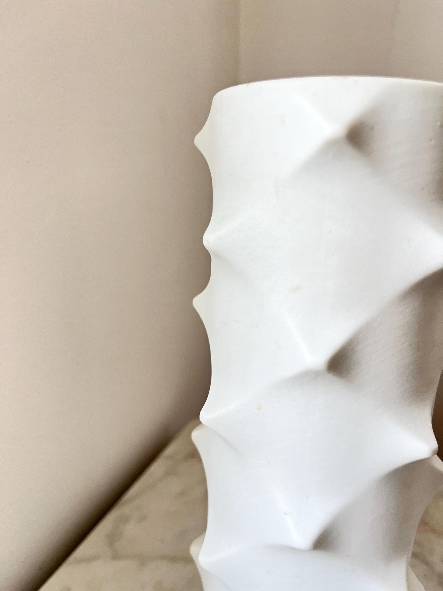 Scherzer 'Spike 501' Op Art Bisque Porcelain Vase, Germany, 1970s