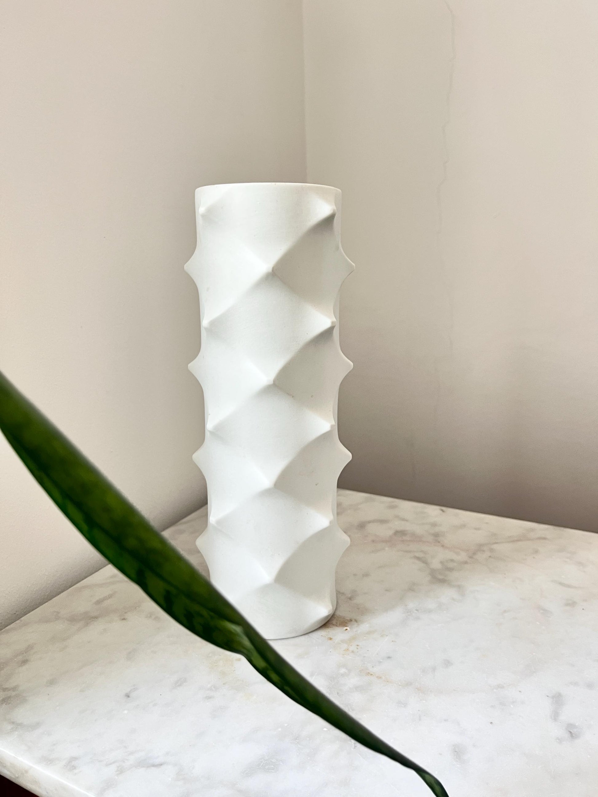 Scherzer 'Spike 501' Op Art Bisque Porcelain Vase, Germany, 1970s