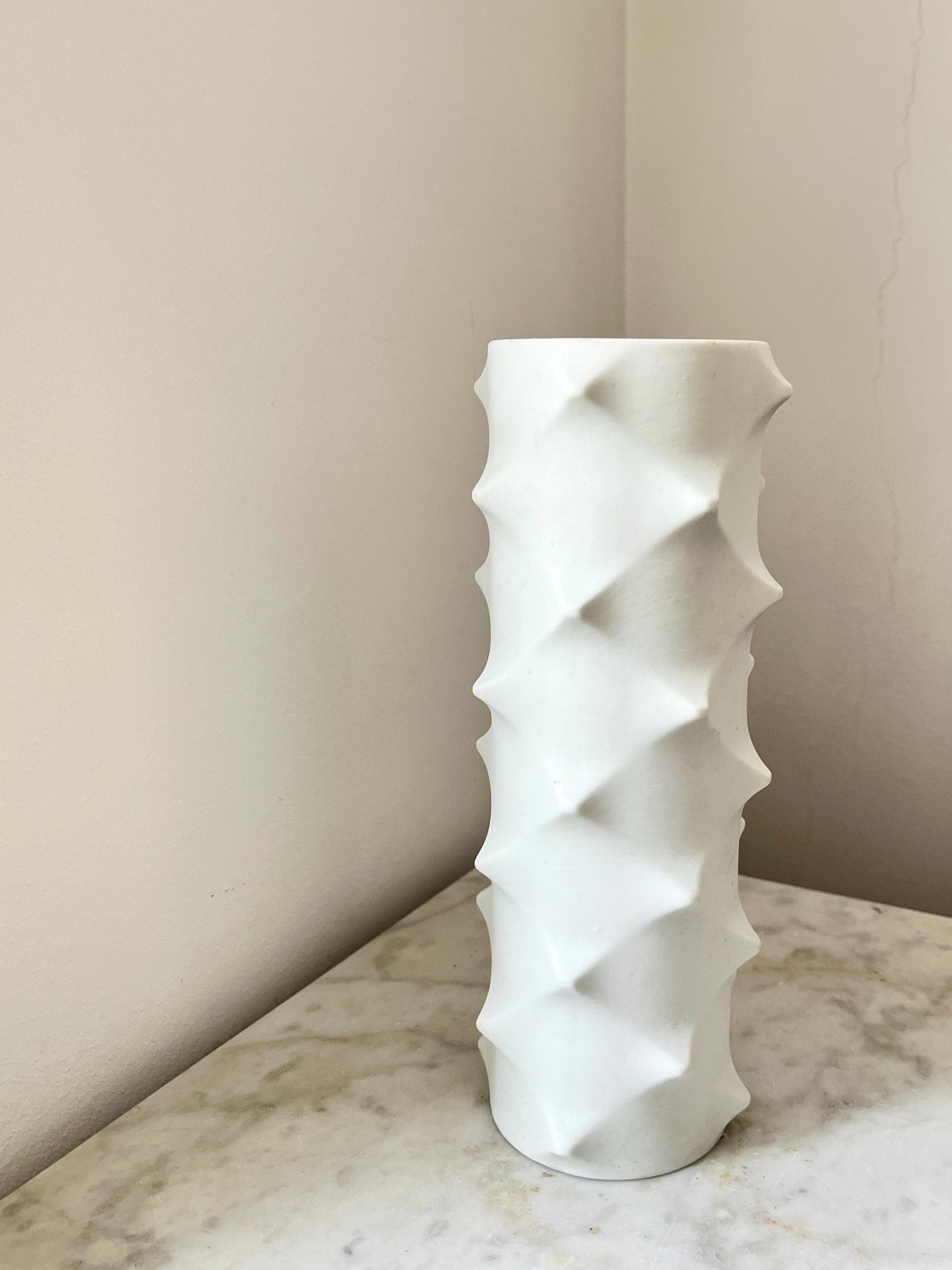Scherzer 'Spike 501' Op Art Bisque Porcelain Vase, Germany, 1970s