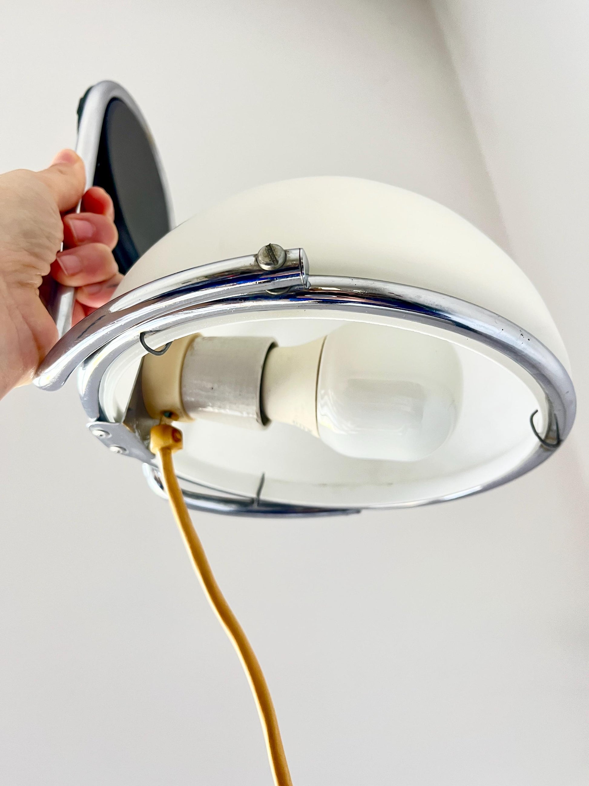Italian Space Age Adjustable Wall Lamp, Chrome & Glass, 1970s