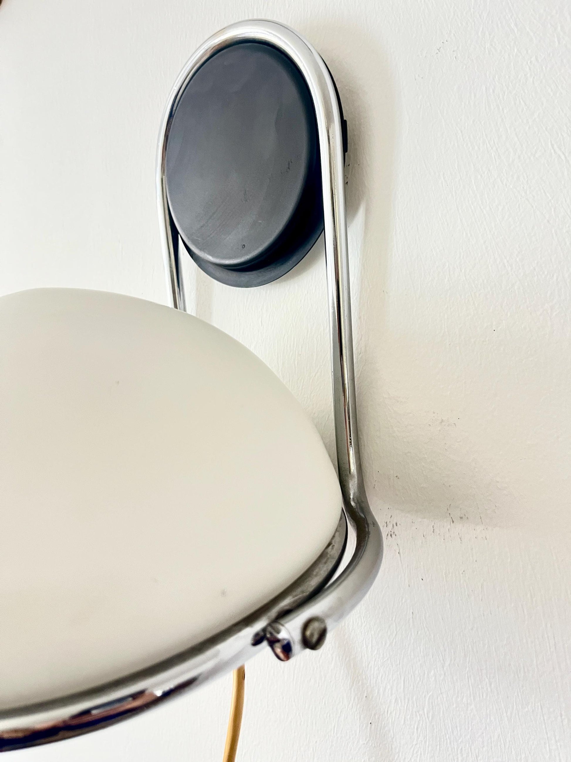 Italian Space Age Adjustable Wall Lamp, Chrome & Glass, 1970s