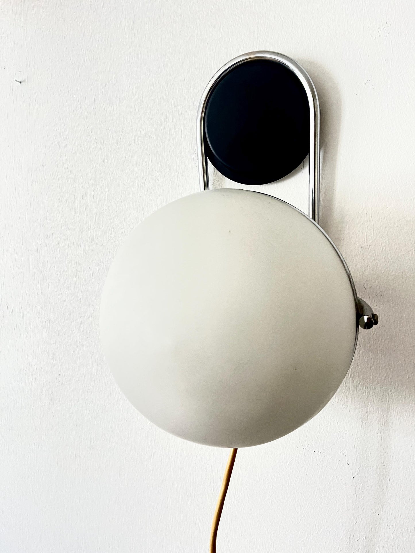 Italian Space Age Adjustable Wall Lamp, Chrome & Glass, 1970s