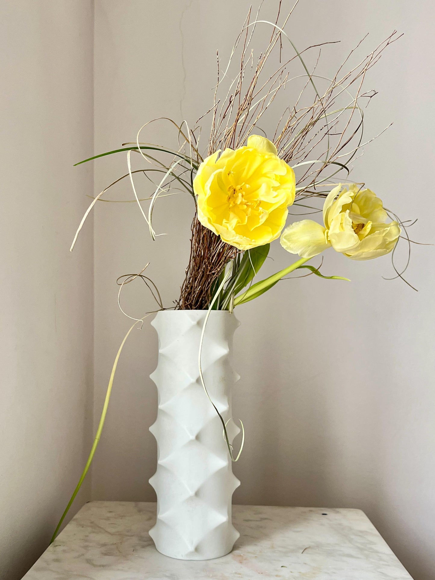 Scherzer 'Spike 501' Op Art Bisque Porcelain Vase, Germany, 1970s
