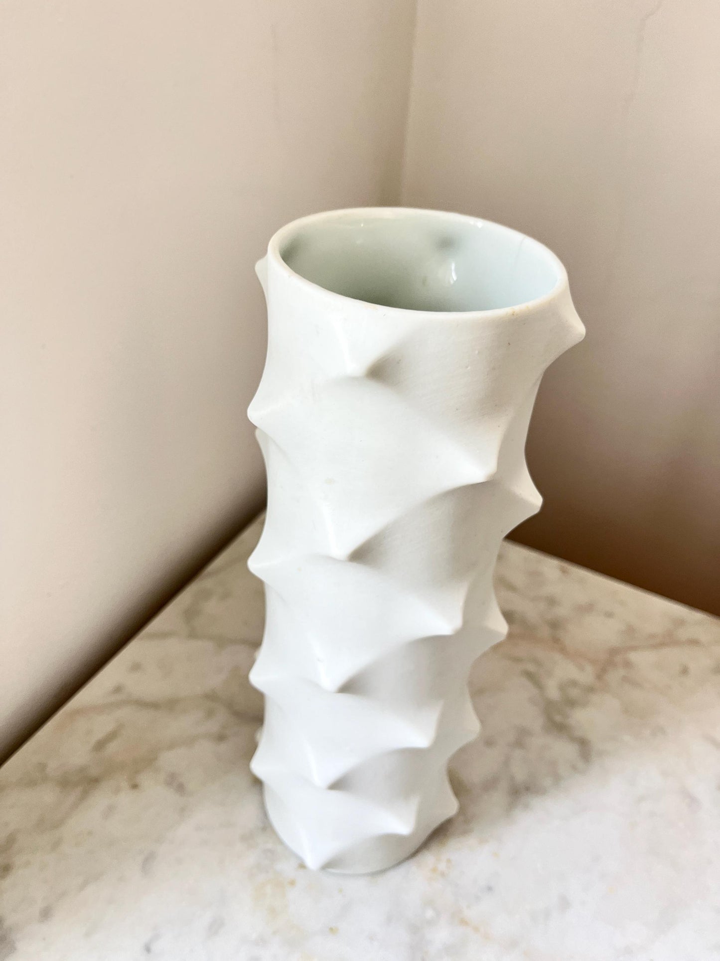 Scherzer 'Spike 501' Op Art Bisque Porcelain Vase, Germany, 1970s