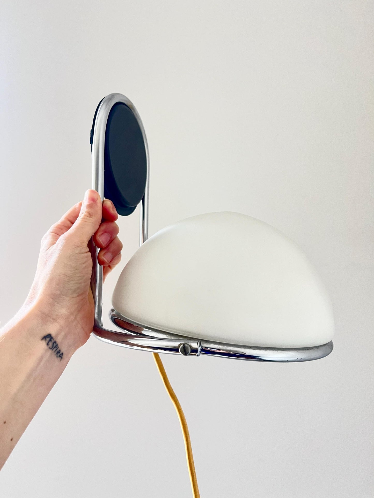 Italian Space Age Adjustable Wall Lamp, Chrome & Glass, 1970s