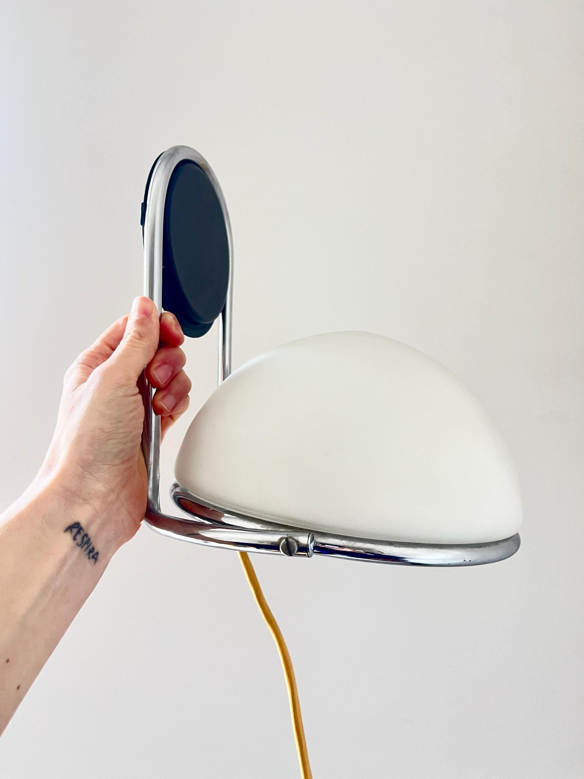 Italian Space Age Adjustable Wall Lamp, Chrome & Glass, 1970s