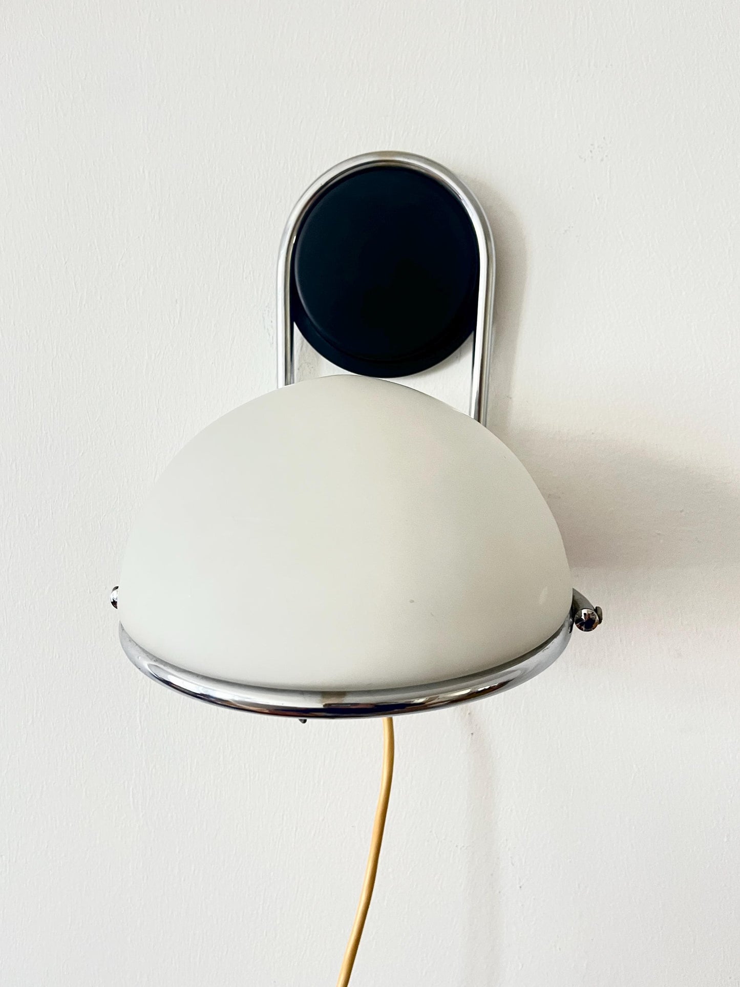Italian Space Age Adjustable Wall Lamp, Chrome & Glass, 1970s
